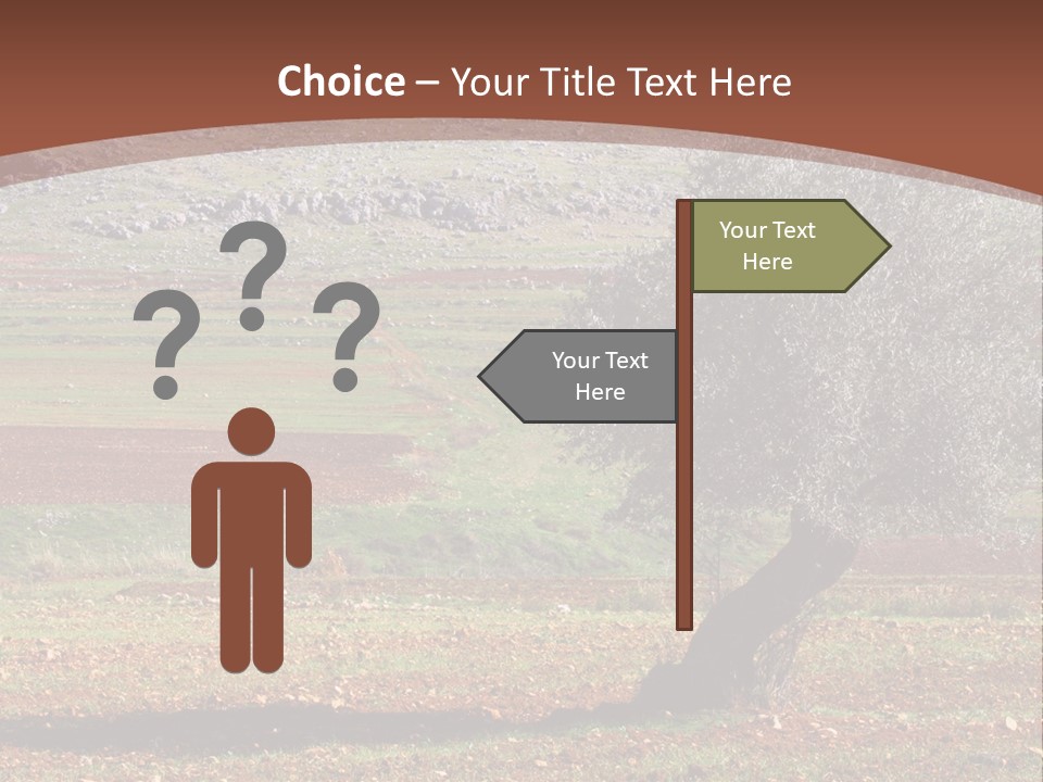 A Tree In A Field With A Mountain In The Background PowerPoint Template