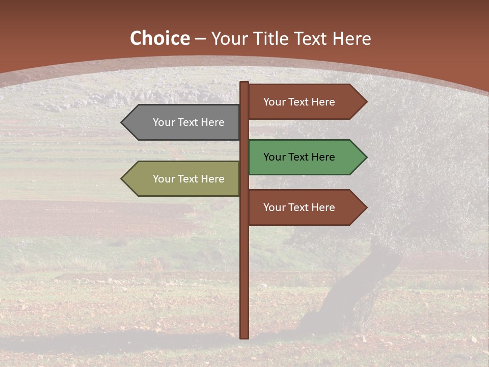 A Tree In A Field With A Mountain In The Background PowerPoint Template