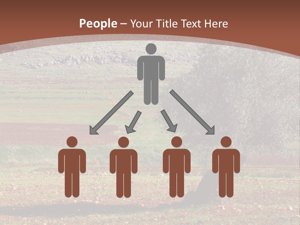 A Tree In A Field With A Mountain In The Background PowerPoint Template