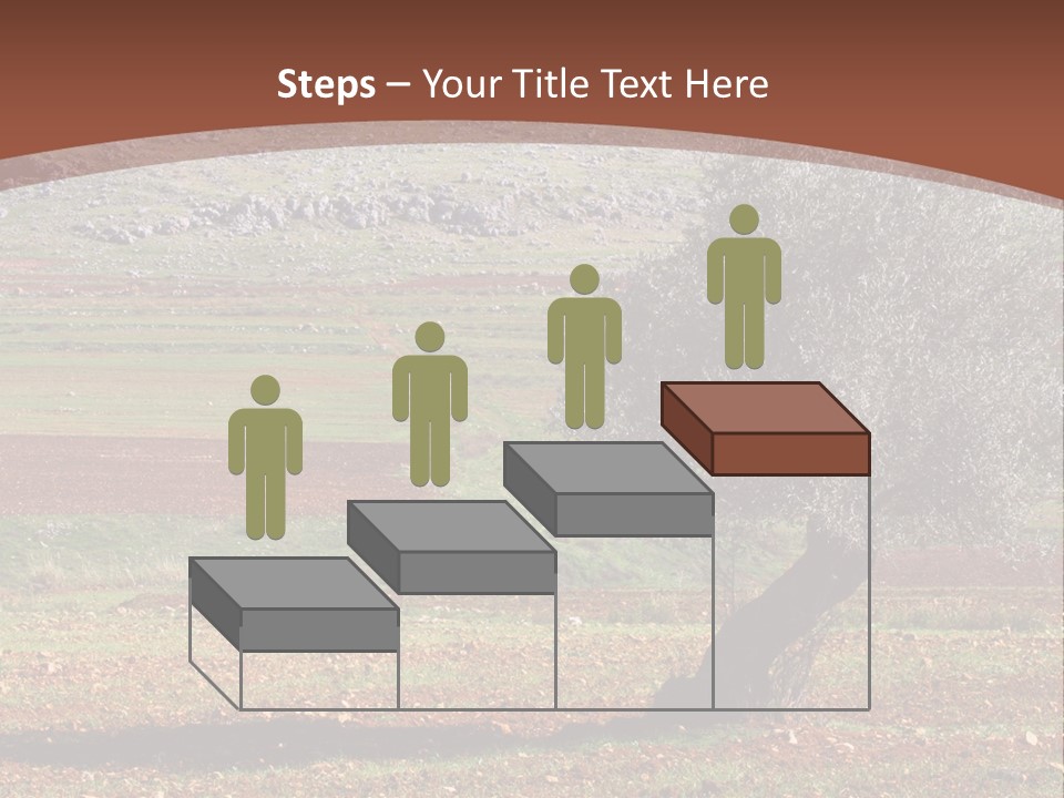 A Tree In A Field With A Mountain In The Background PowerPoint Template