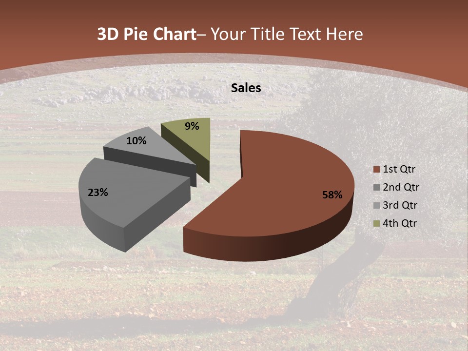 A Tree In A Field With A Mountain In The Background PowerPoint Template
