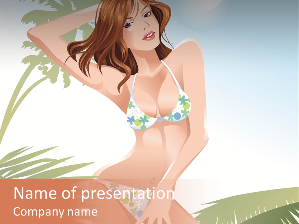 A Woman In A Bikini Is Posing For A Picture PowerPoint Template