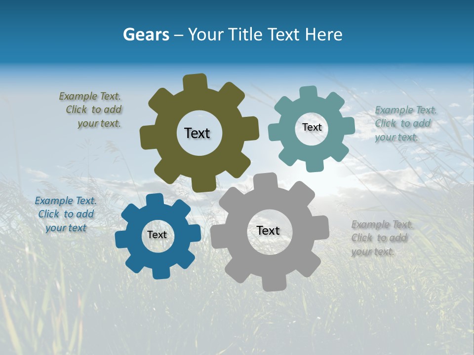 The Sun Is Shining Through The Clouds Over The Grass PowerPoint Template