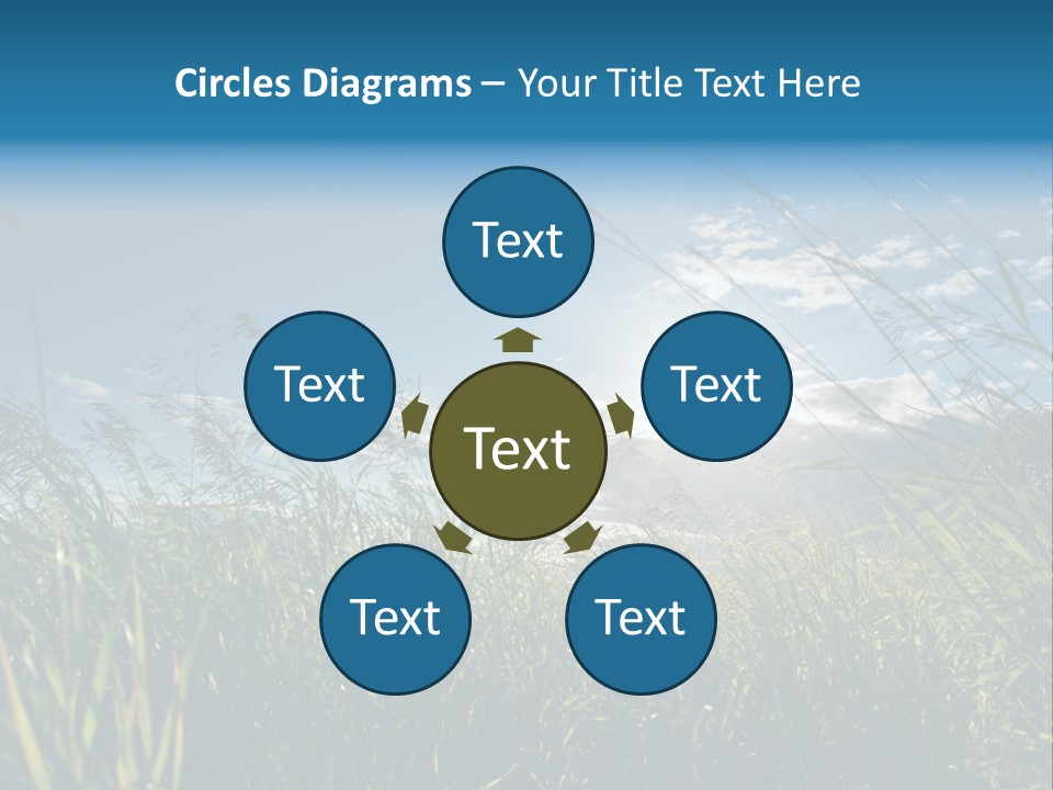 The Sun Is Shining Through The Clouds Over The Grass PowerPoint Template