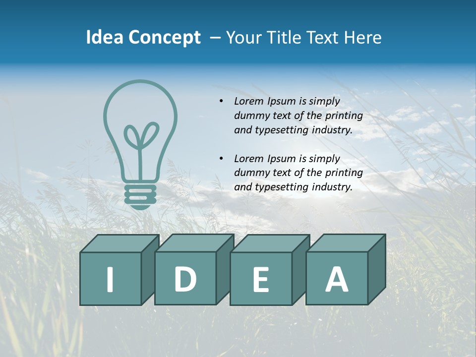 The Sun Is Shining Through The Clouds Over The Grass PowerPoint Template