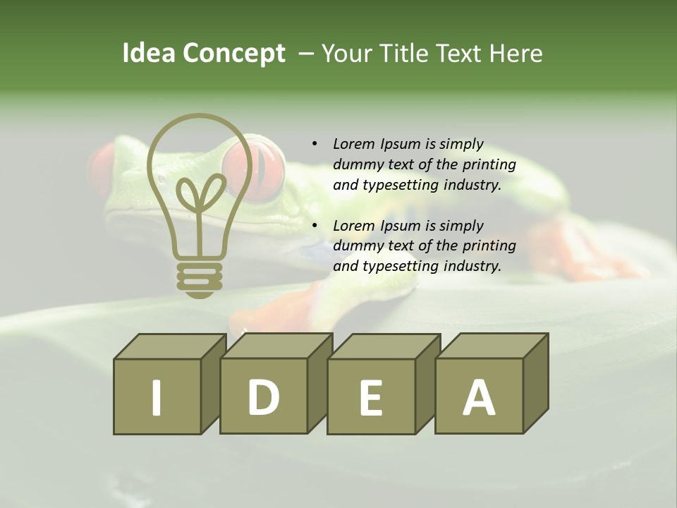 A Frog Sitting On Top Of A Green Leaf PowerPoint Template