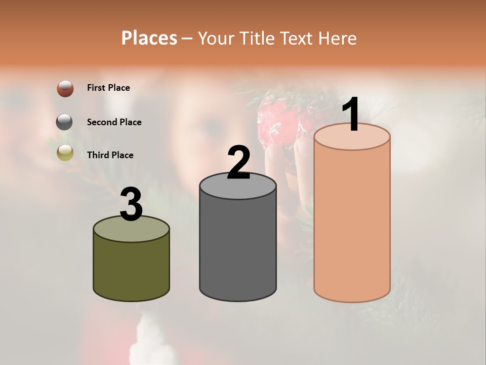 A Child Holding A Christmas Ornament In Front Of A Christmas Tree PowerPoint Template