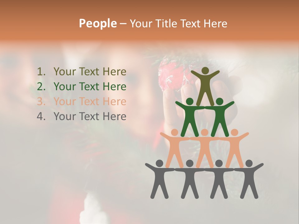 A Child Holding A Christmas Ornament In Front Of A Christmas Tree PowerPoint Template