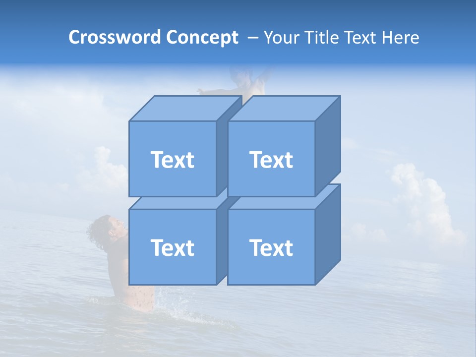 A Man Jumping Into The Water With A Child On His Back PowerPoint Template