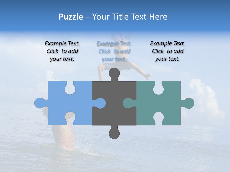 A Man Jumping Into The Water With A Child On His Back PowerPoint Template