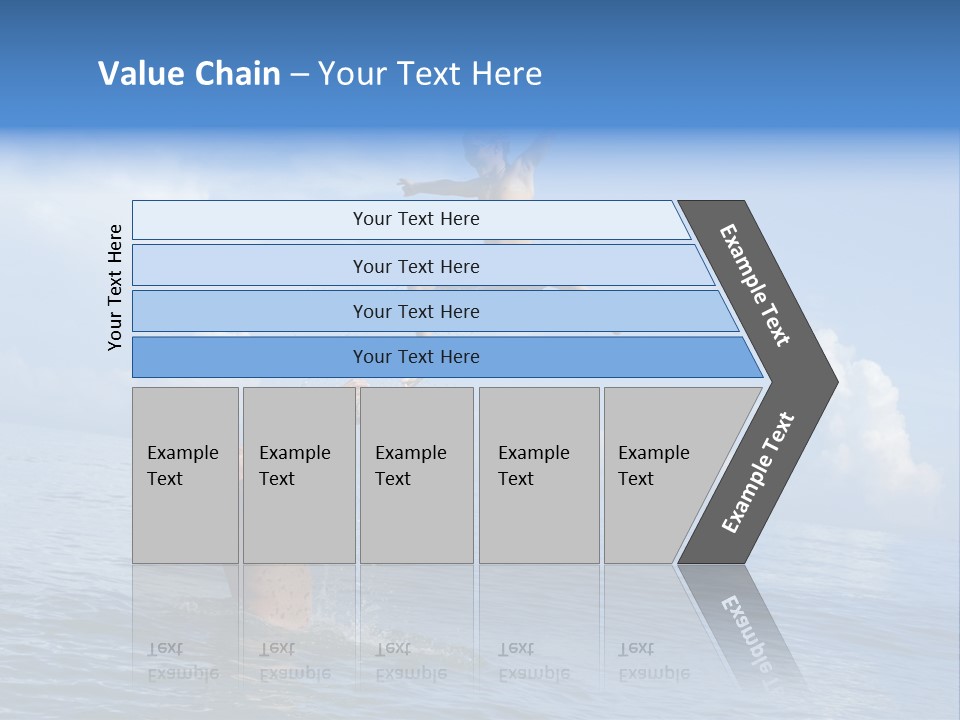 A Man Jumping Into The Water With A Child On His Back PowerPoint Template