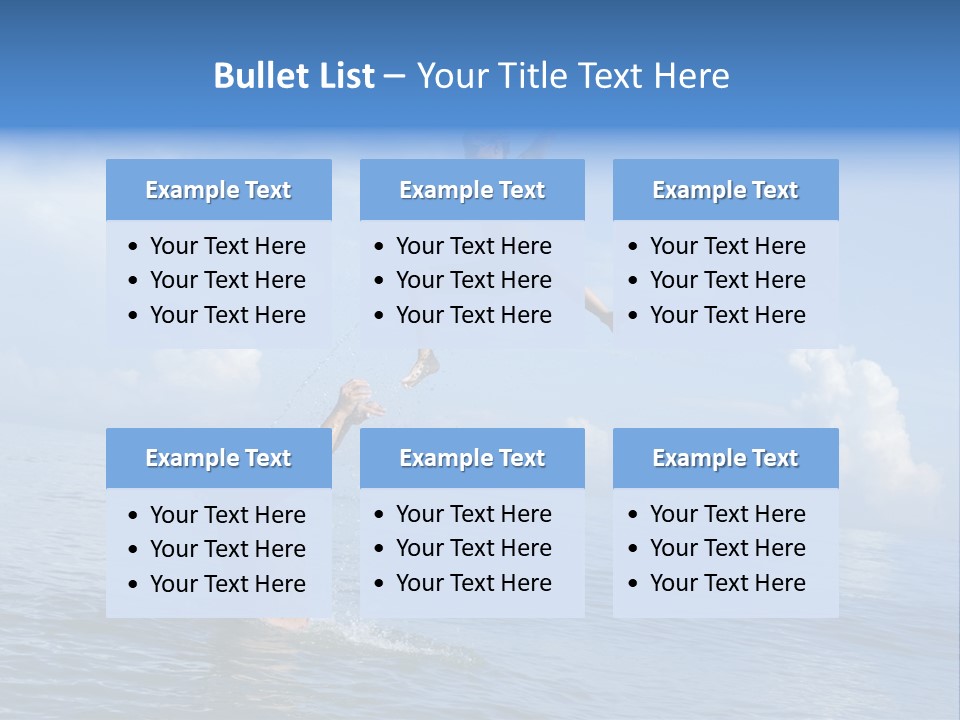A Man Jumping Into The Water With A Child On His Back PowerPoint Template
