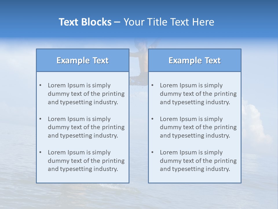 A Man Jumping Into The Water With A Child On His Back PowerPoint Template