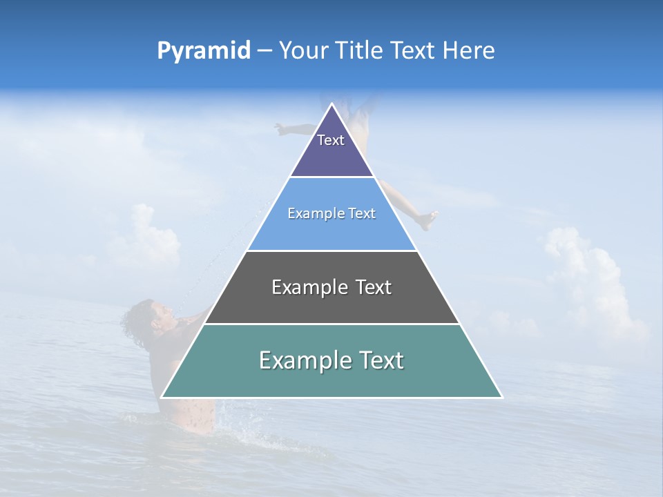 A Man Jumping Into The Water With A Child On His Back PowerPoint Template