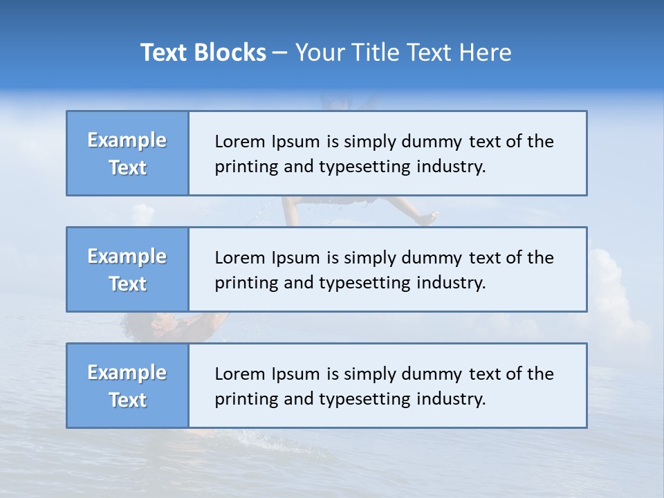 A Man Jumping Into The Water With A Child On His Back PowerPoint Template