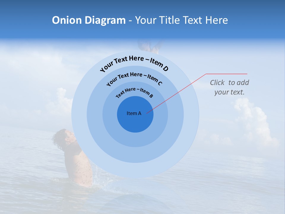 A Man Jumping Into The Water With A Child On His Back PowerPoint Template