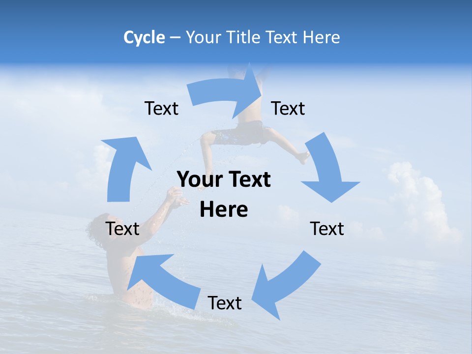 A Man Jumping Into The Water With A Child On His Back PowerPoint Template