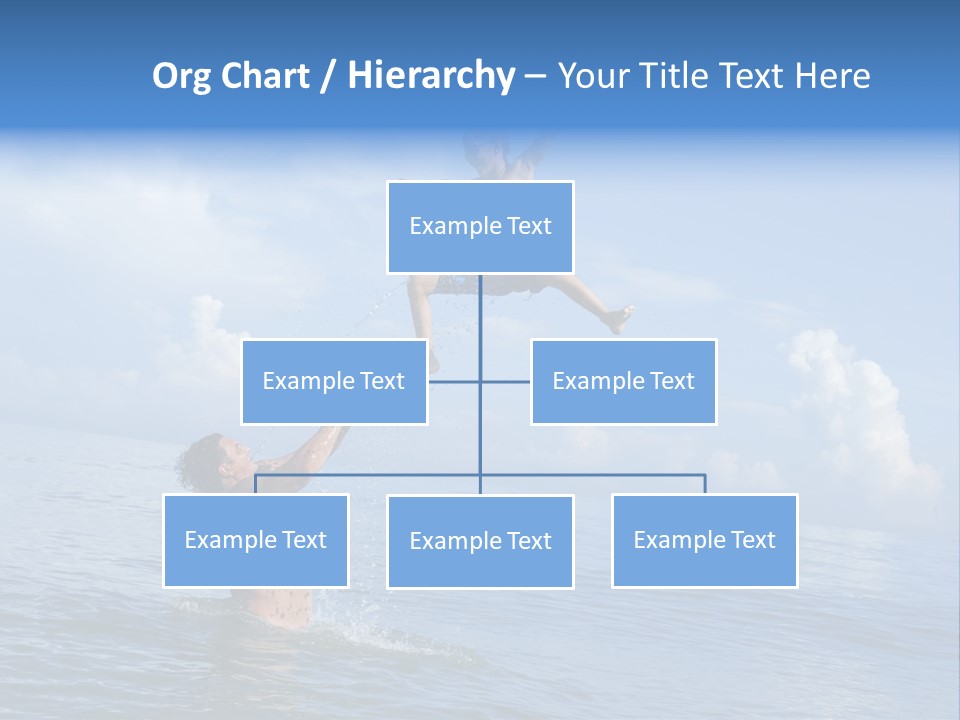 A Man Jumping Into The Water With A Child On His Back PowerPoint Template