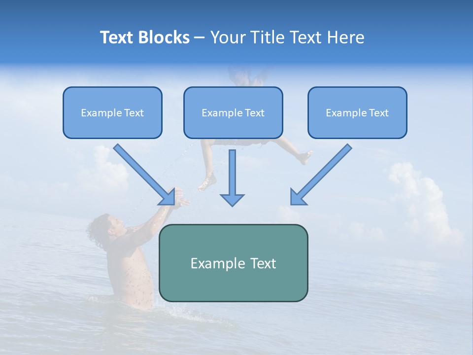 A Man Jumping Into The Water With A Child On His Back PowerPoint Template