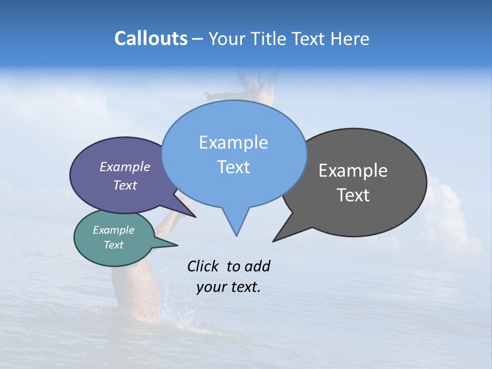 A Man Jumping Into The Water With A Child On His Back PowerPoint Template