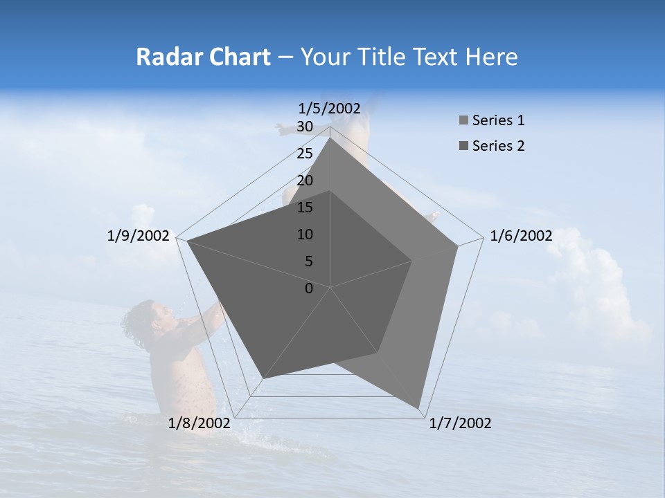 A Man Jumping Into The Water With A Child On His Back PowerPoint Template