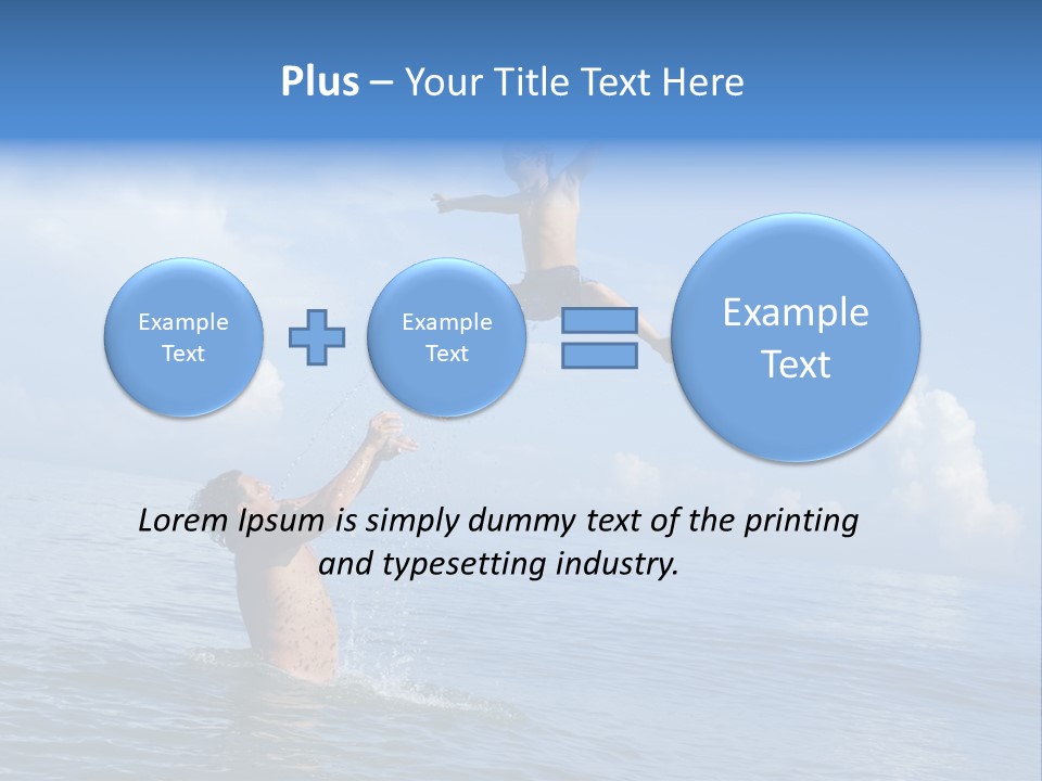 A Man Jumping Into The Water With A Child On His Back PowerPoint Template