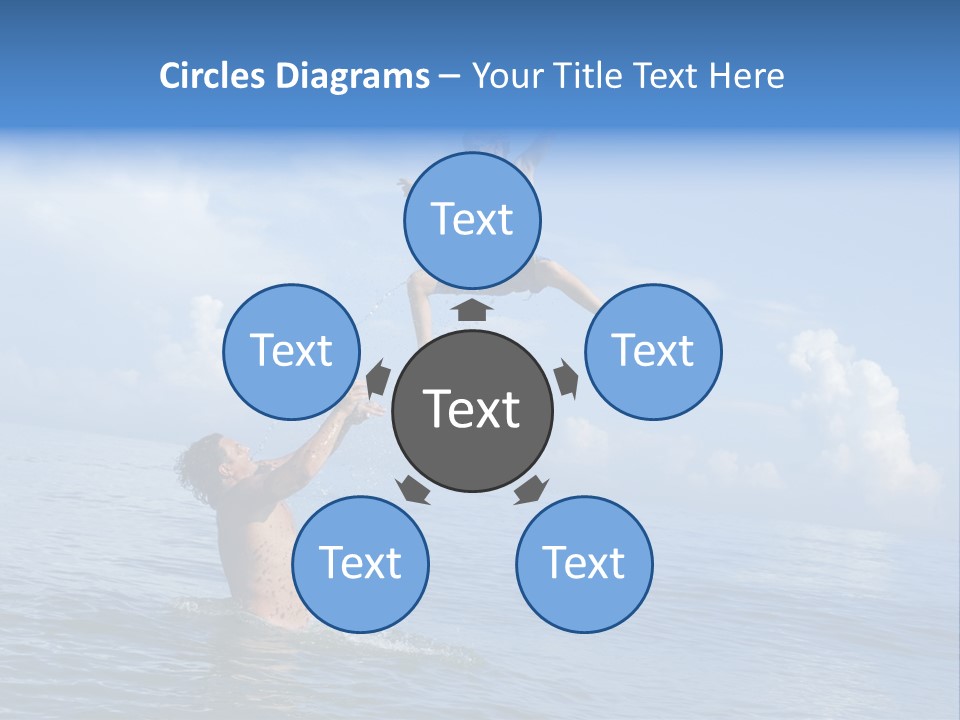 A Man Jumping Into The Water With A Child On His Back PowerPoint Template