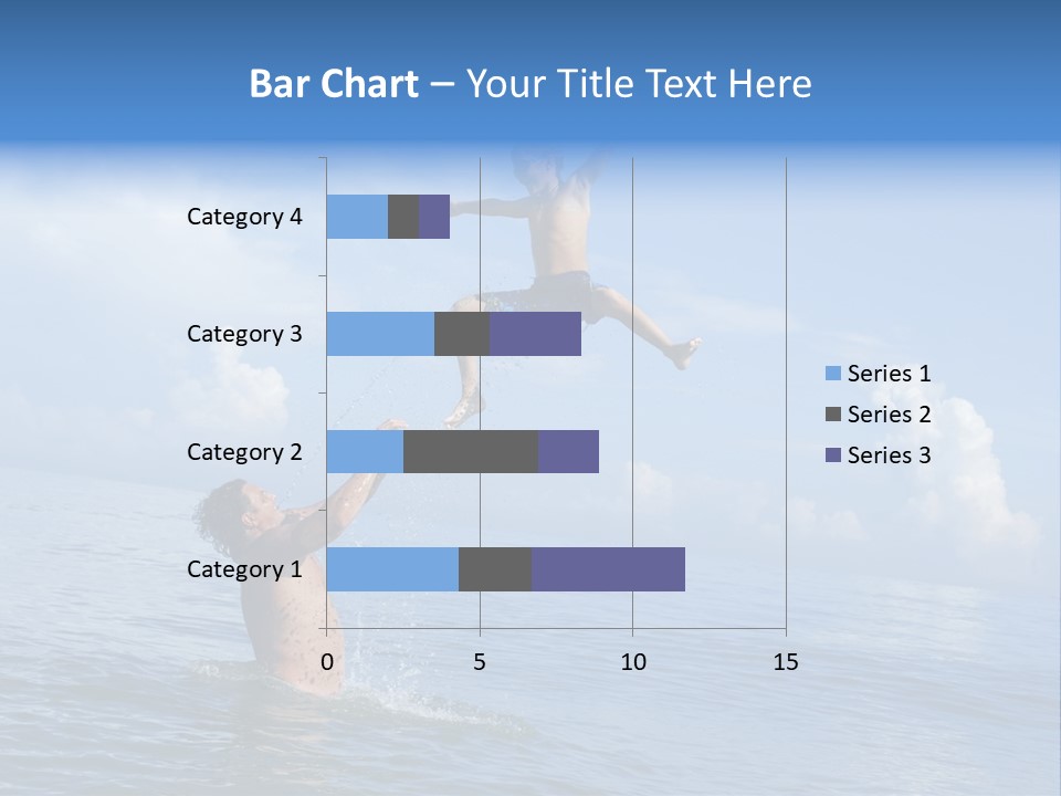 A Man Jumping Into The Water With A Child On His Back PowerPoint Template