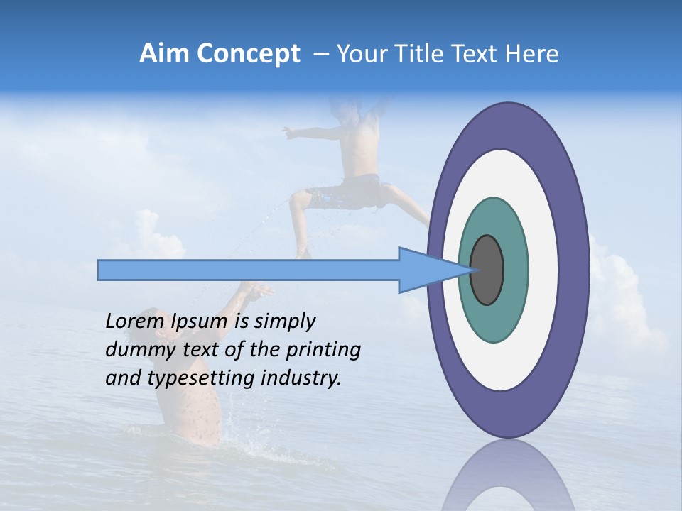 A Man Jumping Into The Water With A Child On His Back PowerPoint Template