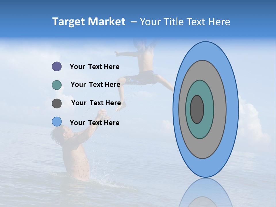 A Man Jumping Into The Water With A Child On His Back PowerPoint Template