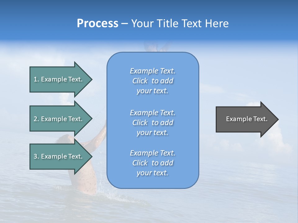 A Man Jumping Into The Water With A Child On His Back PowerPoint Template
