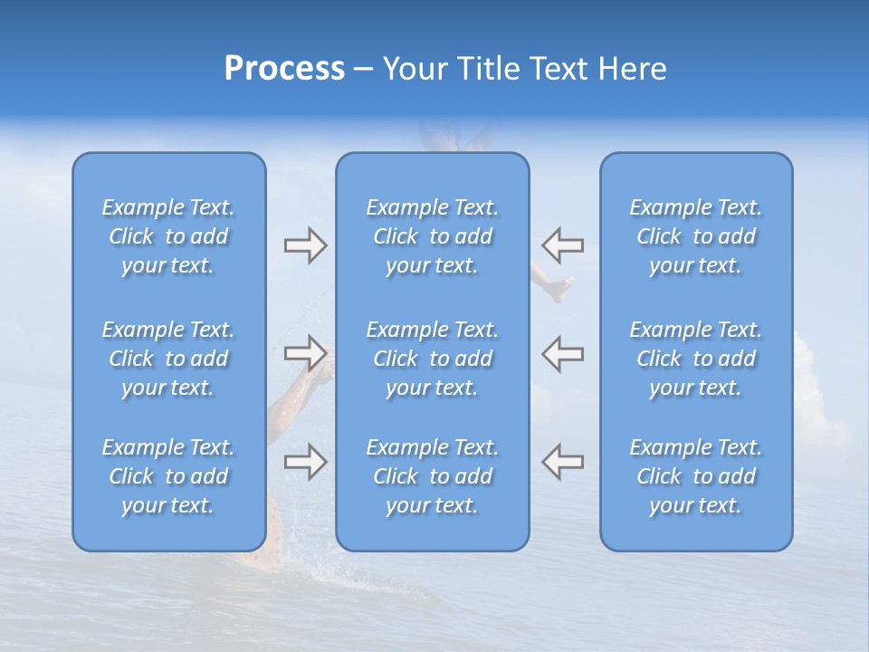 A Man Jumping Into The Water With A Child On His Back PowerPoint Template