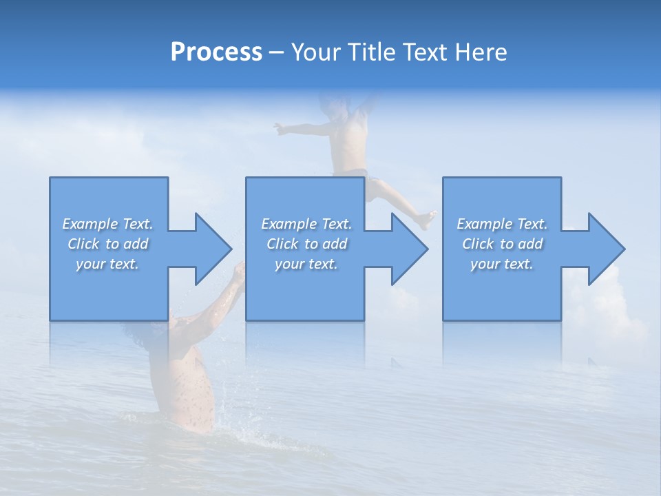 A Man Jumping Into The Water With A Child On His Back PowerPoint Template