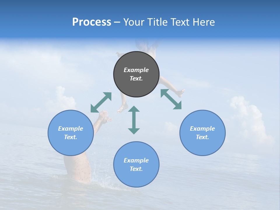 A Man Jumping Into The Water With A Child On His Back PowerPoint Template