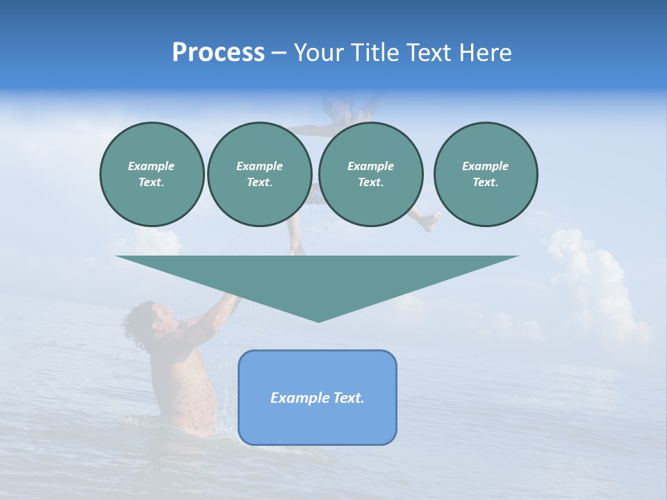 A Man Jumping Into The Water With A Child On His Back PowerPoint Template