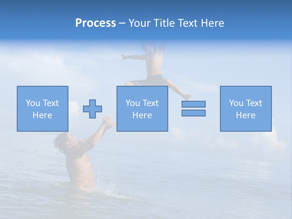 A Man Jumping Into The Water With A Child On His Back PowerPoint Template
