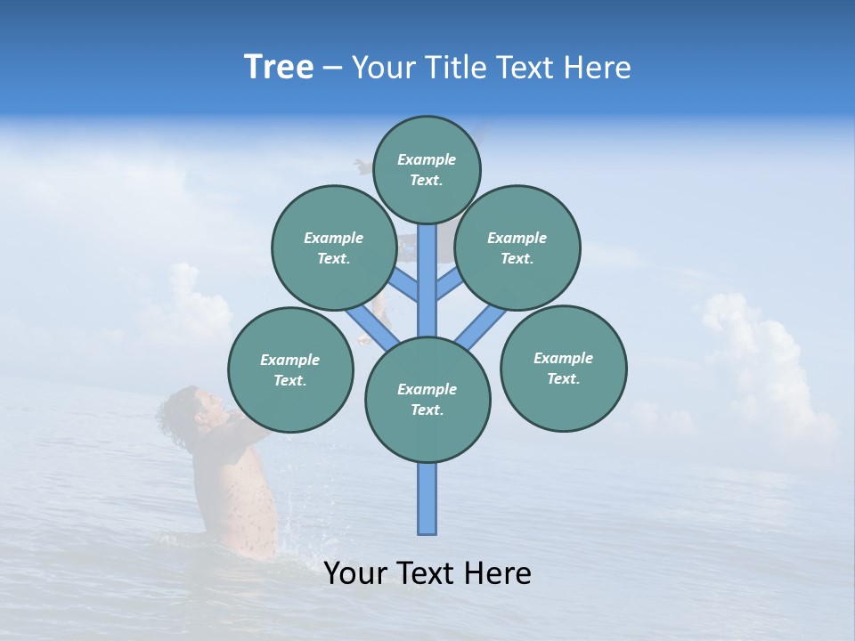 A Man Jumping Into The Water With A Child On His Back PowerPoint Template