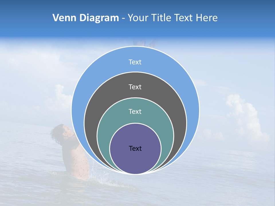 A Man Jumping Into The Water With A Child On His Back PowerPoint Template