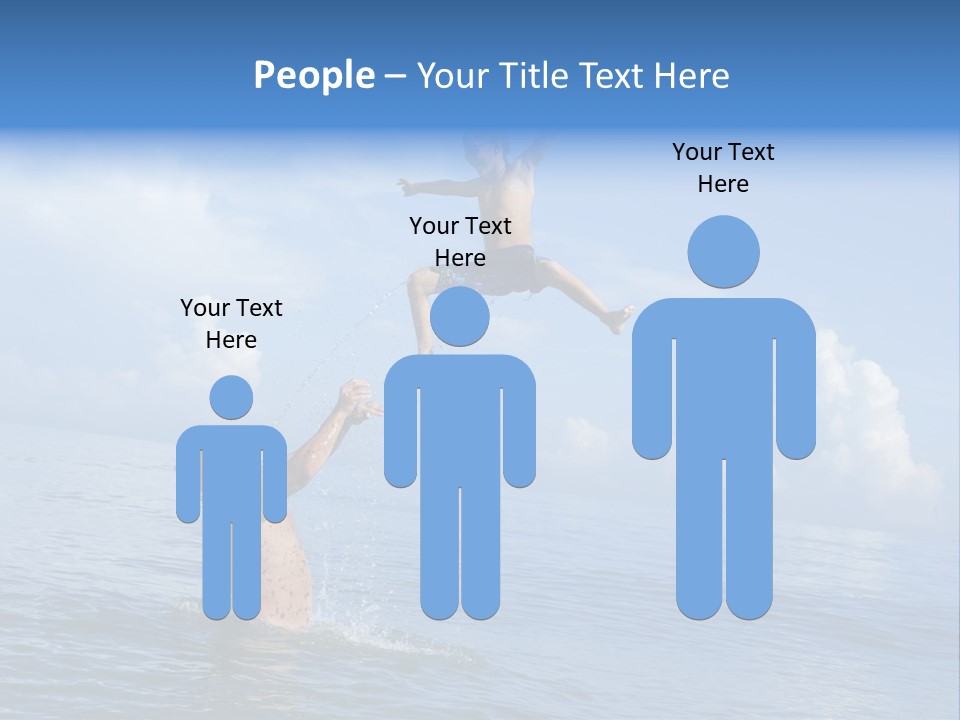 A Man Jumping Into The Water With A Child On His Back PowerPoint Template