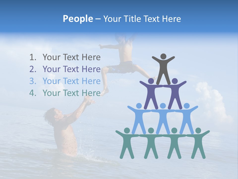 A Man Jumping Into The Water With A Child On His Back PowerPoint Template