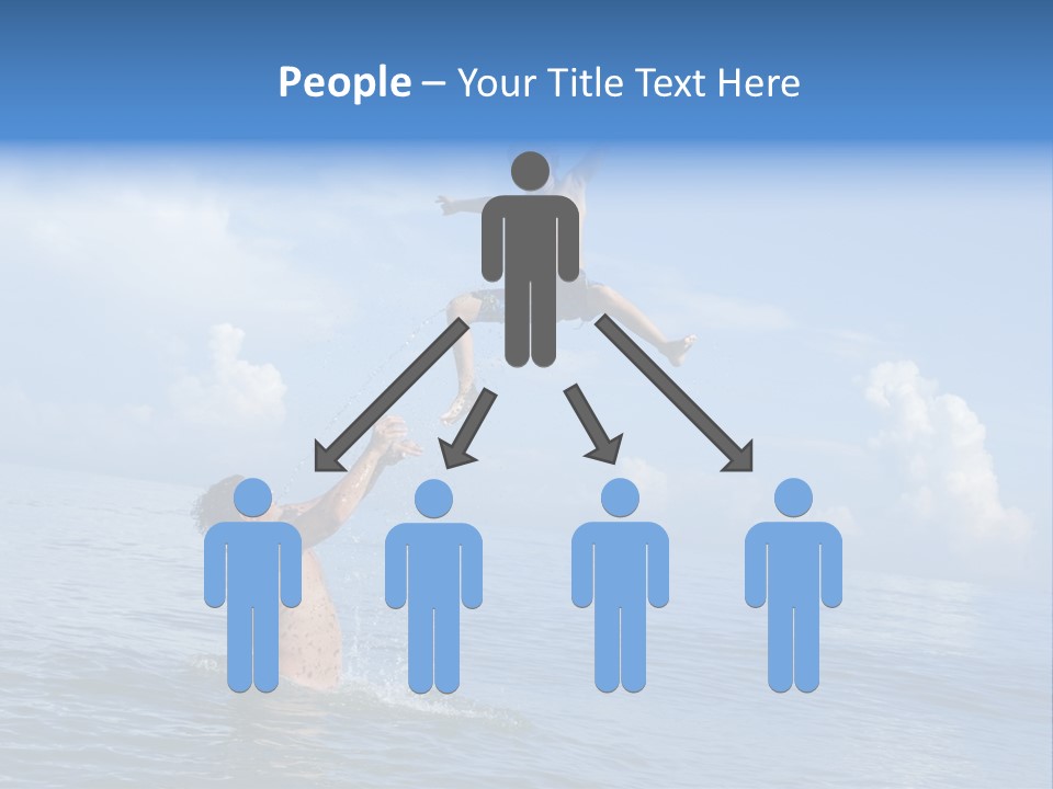 A Man Jumping Into The Water With A Child On His Back PowerPoint Template