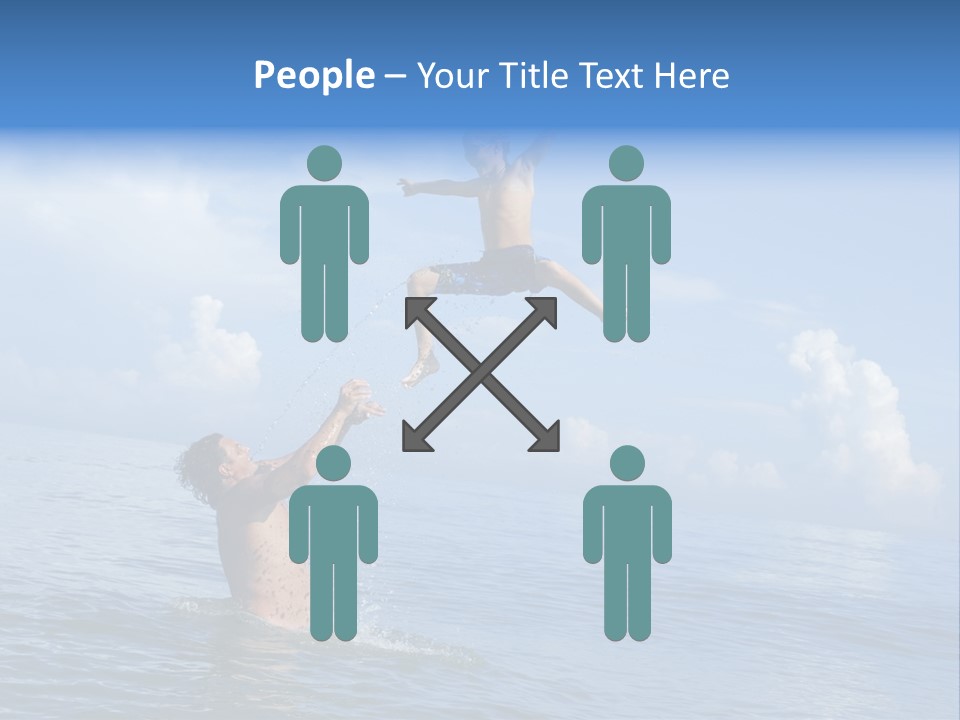 A Man Jumping Into The Water With A Child On His Back PowerPoint Template