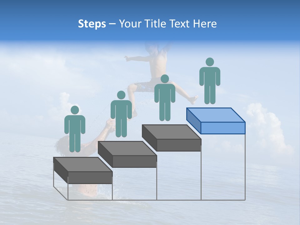 A Man Jumping Into The Water With A Child On His Back PowerPoint Template