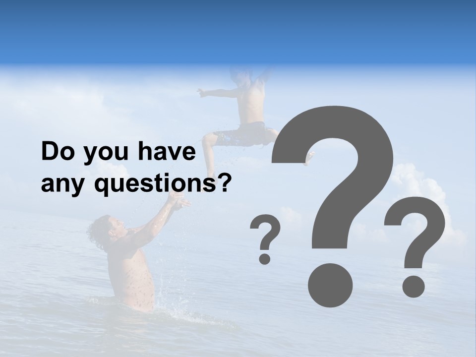A Man Jumping Into The Water With A Child On His Back PowerPoint Template