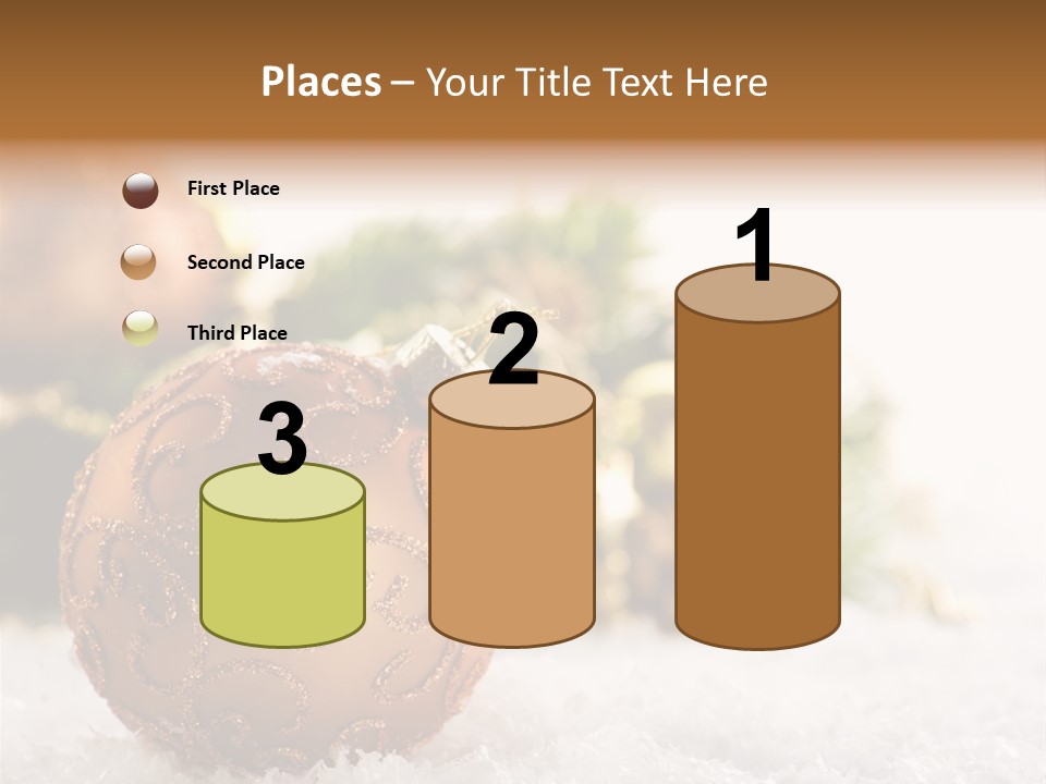 A Christmas Ornament Sitting In The Snow PowerPoint Template