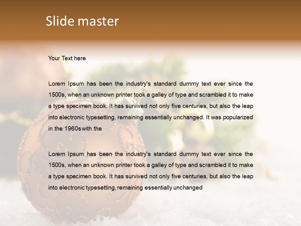 A Christmas Ornament Sitting In The Snow PowerPoint Template