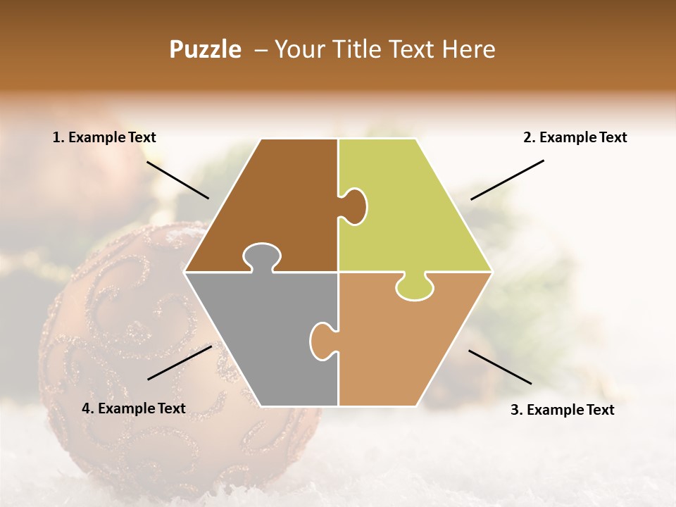 A Christmas Ornament Sitting In The Snow PowerPoint Template