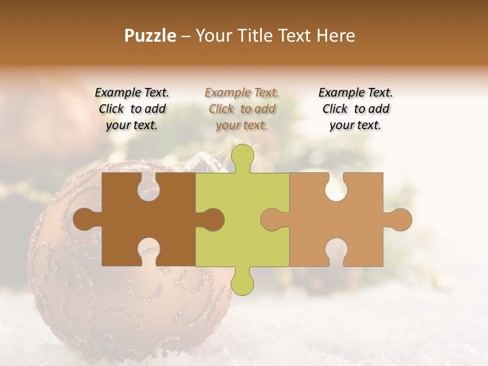 A Christmas Ornament Sitting In The Snow PowerPoint Template