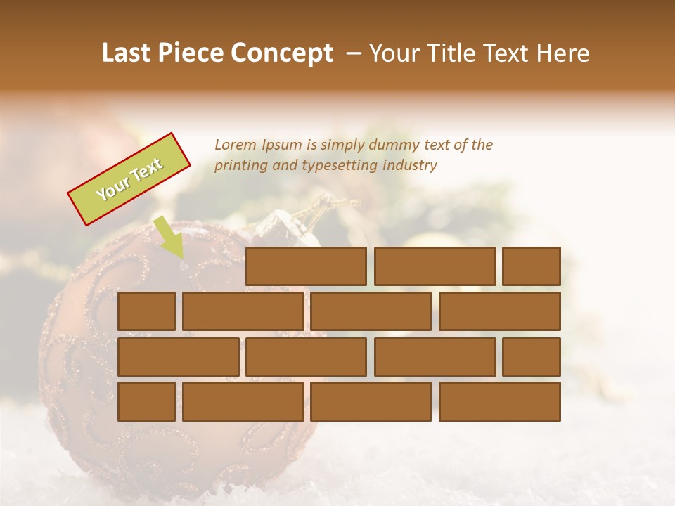 A Christmas Ornament Sitting In The Snow PowerPoint Template