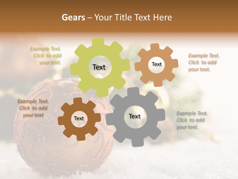 A Christmas Ornament Sitting In The Snow PowerPoint Template